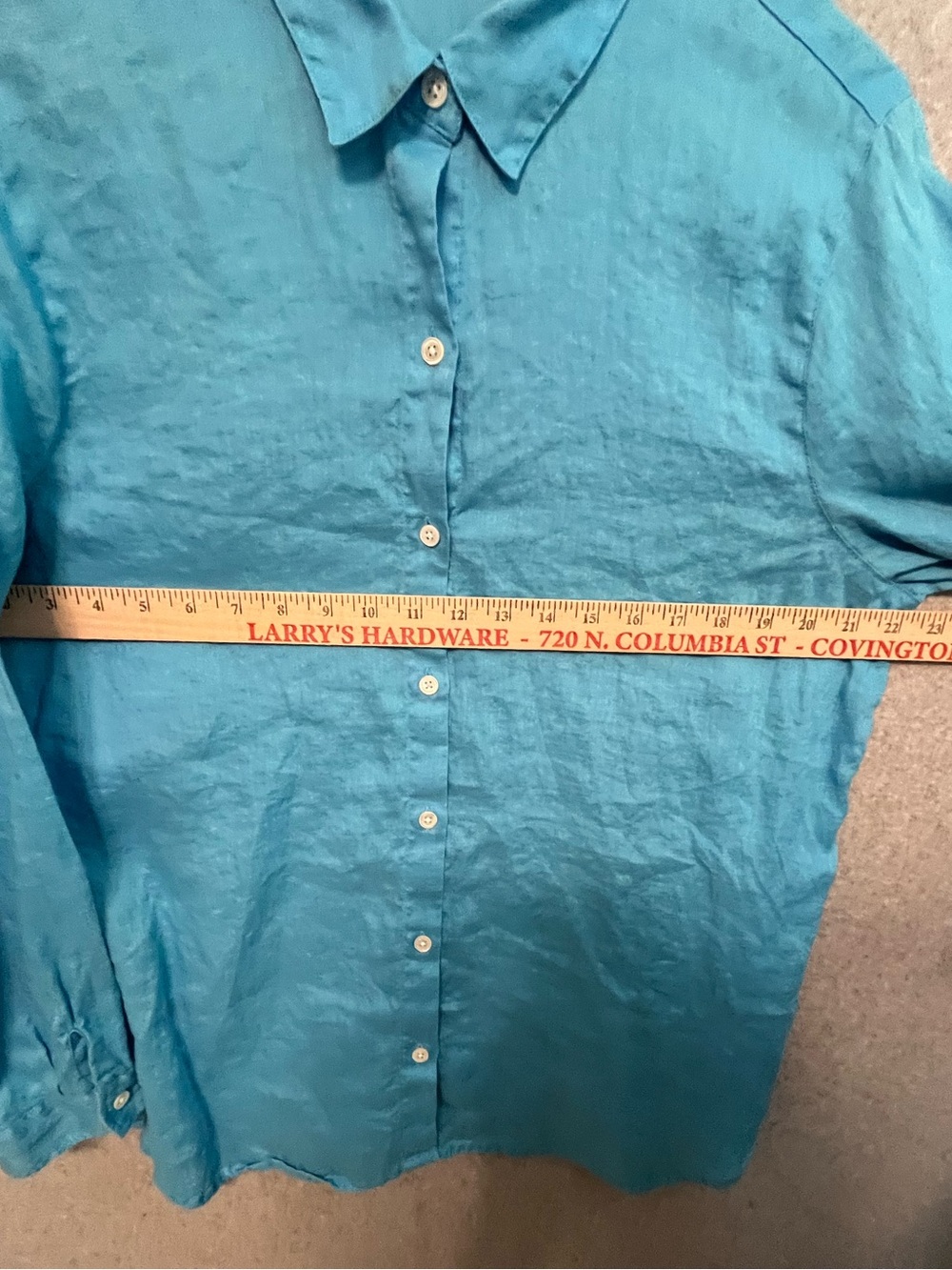 J. Jill 100% Linen Aqua Blue Tunic Blouse Womens L Button Front Coastal Bea - Picture 6 of 10
